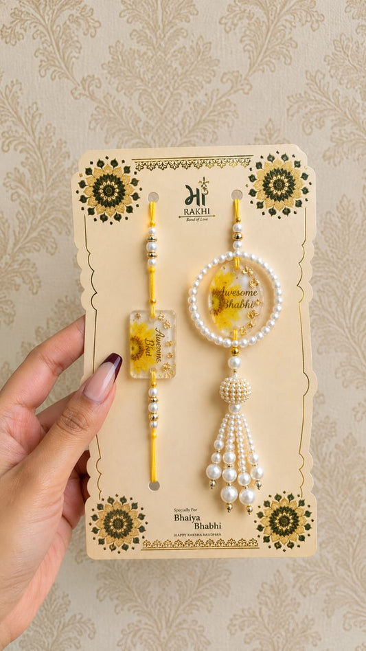 Flamingo Couple Rakhi | Premium Rakhi Set for Bhaiya and Bhabhi