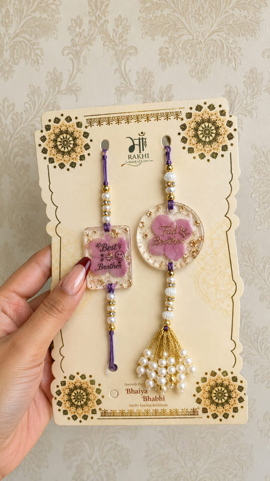 Flamingo Couple Rakhi | Premium Rakhi Set for Bhaiya and Bhabhi