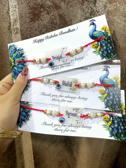 Flamingo Evil Eye Stone Resin Rakhi | Premium Evil Eye Rakhi