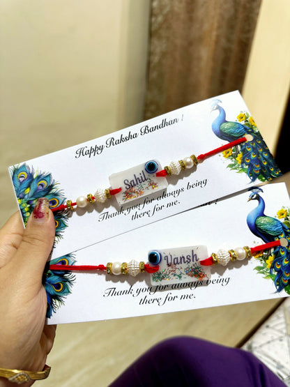 Flamingo Evil Eye Stone Resin Rakhi | Premium Evil Eye Rakhi