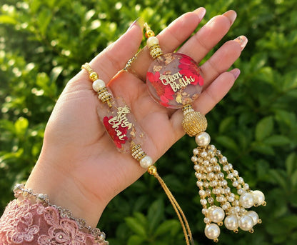 Flamingo Personalized Floral Resin Rakhi Lumba Set