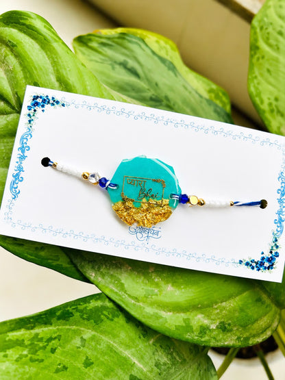 Flamingo Personalized Name Resin Rakhi | Custom Caption Resin Rakhi