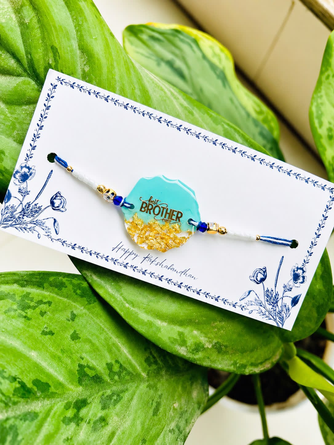 Flamingo Personalized Name Resin Rakhi | Custom Caption Resin Rakhi