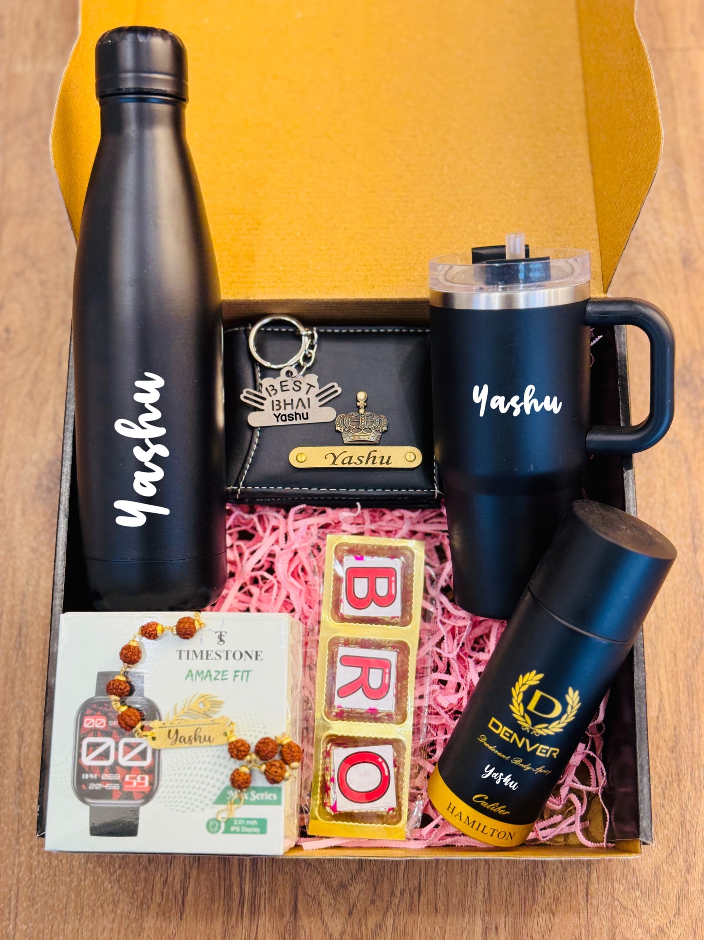 Flamingo Smartwatch Rakhi Hamper | Luxury Gift Box for Brother