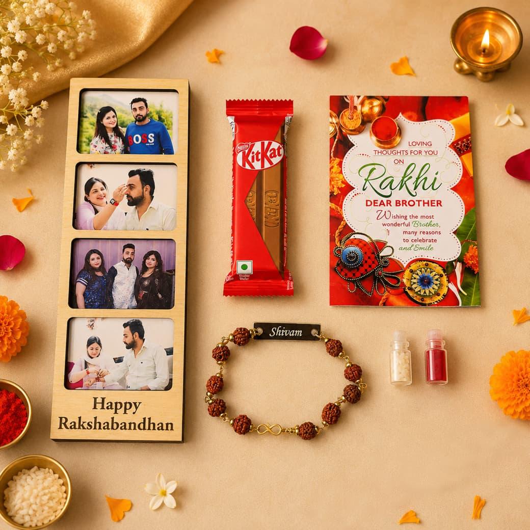 Flamingo Personalized Rakhi Combo