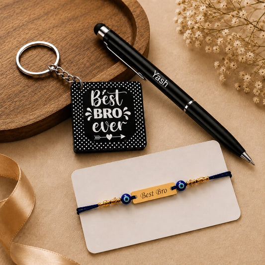 Flamingo Personalized Rakhi Gift Combo | Custom Name Rakhi Box for Brother