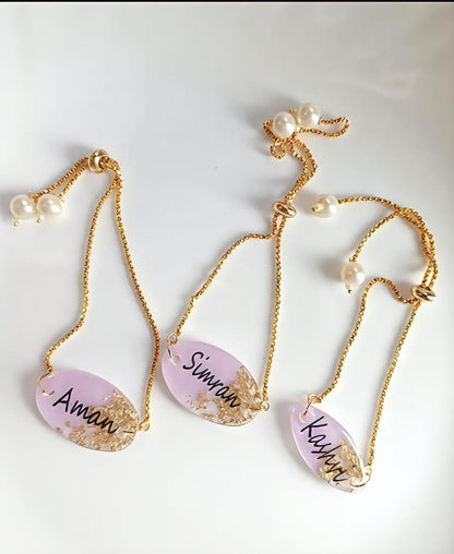 Flamingo Personalized Resin Name Bracelet Rakhi | Custom Name Bracelet