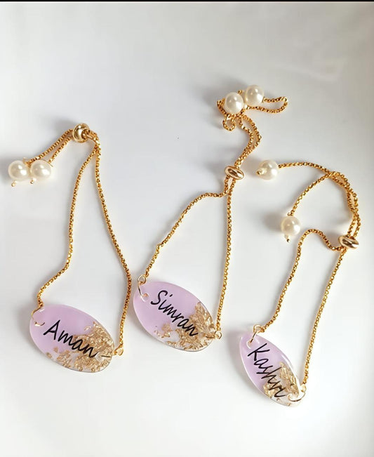 Flamingo Personalized Resin Name Bracelet Rakhi | Custom Name Bracelet