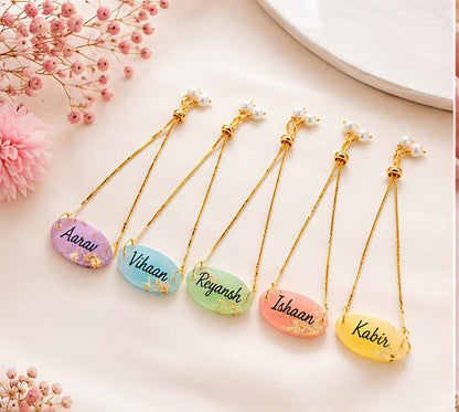 Flamingo Personalized Resin Name Bracelet Rakhi | Custom Name Bracelet