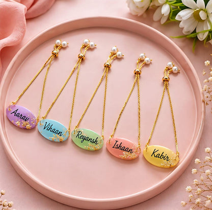 Flamingo Personalized Resin Name Bracelet Rakhi | Custom Name Bracelet