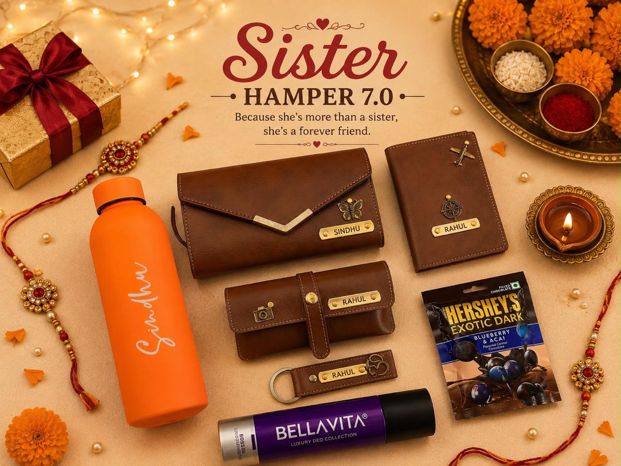 Flamingo Personalized Sister Gift Hamper | Premium Gift Box for Sister