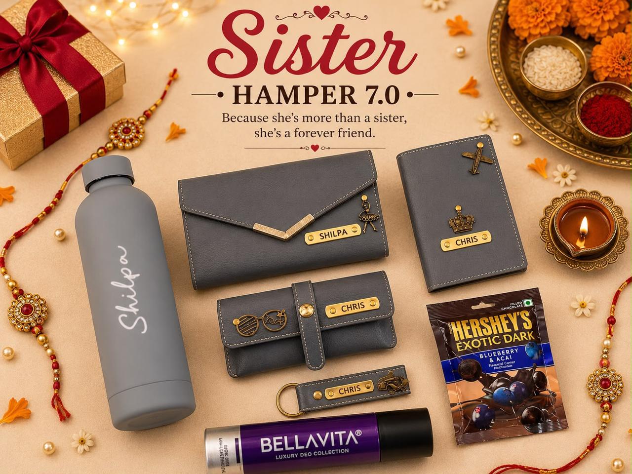 Flamingo Personalized Sister Gift Hamper | Premium Gift Box for Sister
