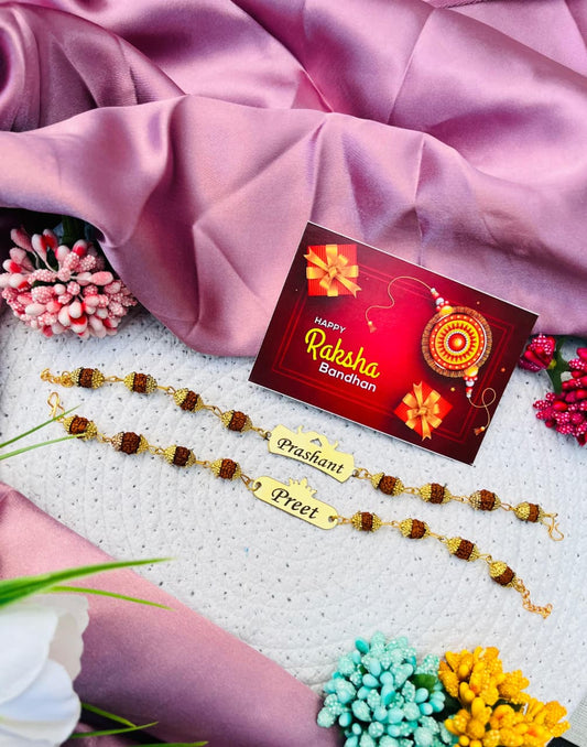 Flamingo Raksha Bandhan Special | Personalized Rudraksh Metal Rakhi