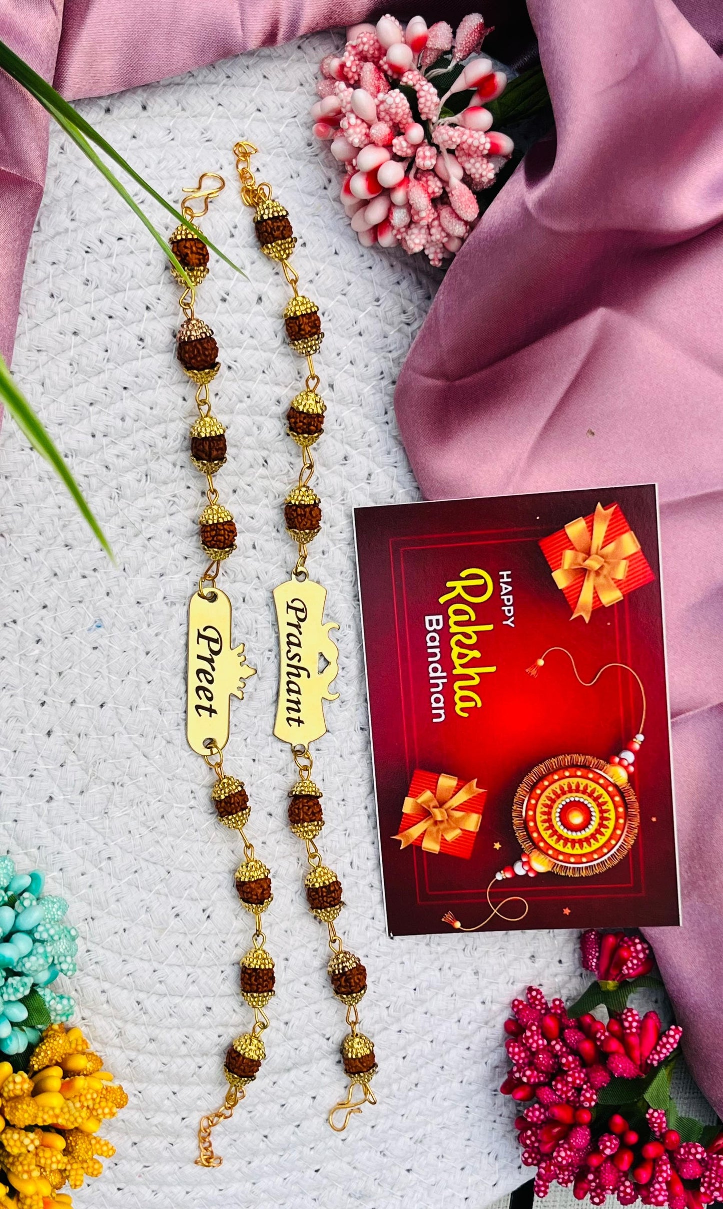 Flamingo Raksha Bandhan Special | Personalized Rudraksh Metal Rakhi