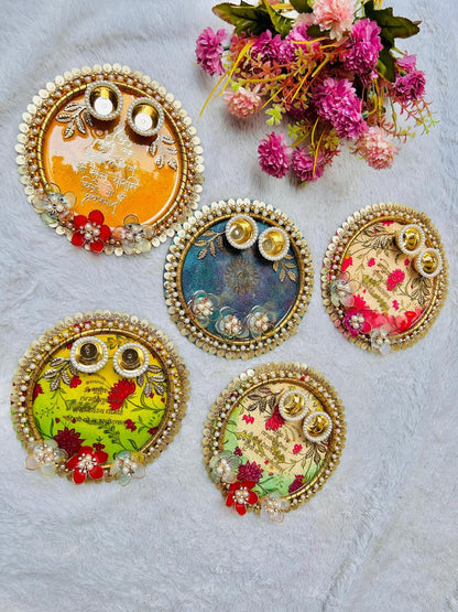 Flamingo Resin Rakhi Platter | Premium Raksha Bandhan Pooja Thali