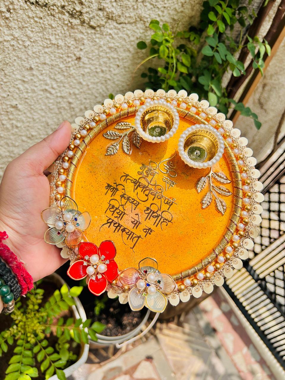 Flamingo Resin Rakhi Platter | Premium Raksha Bandhan Pooja Thali