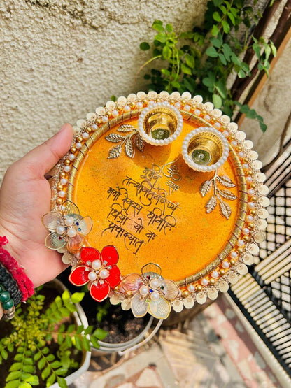 Flamingo Resin Rakhi Platter | Premium Raksha Bandhan Pooja Thali