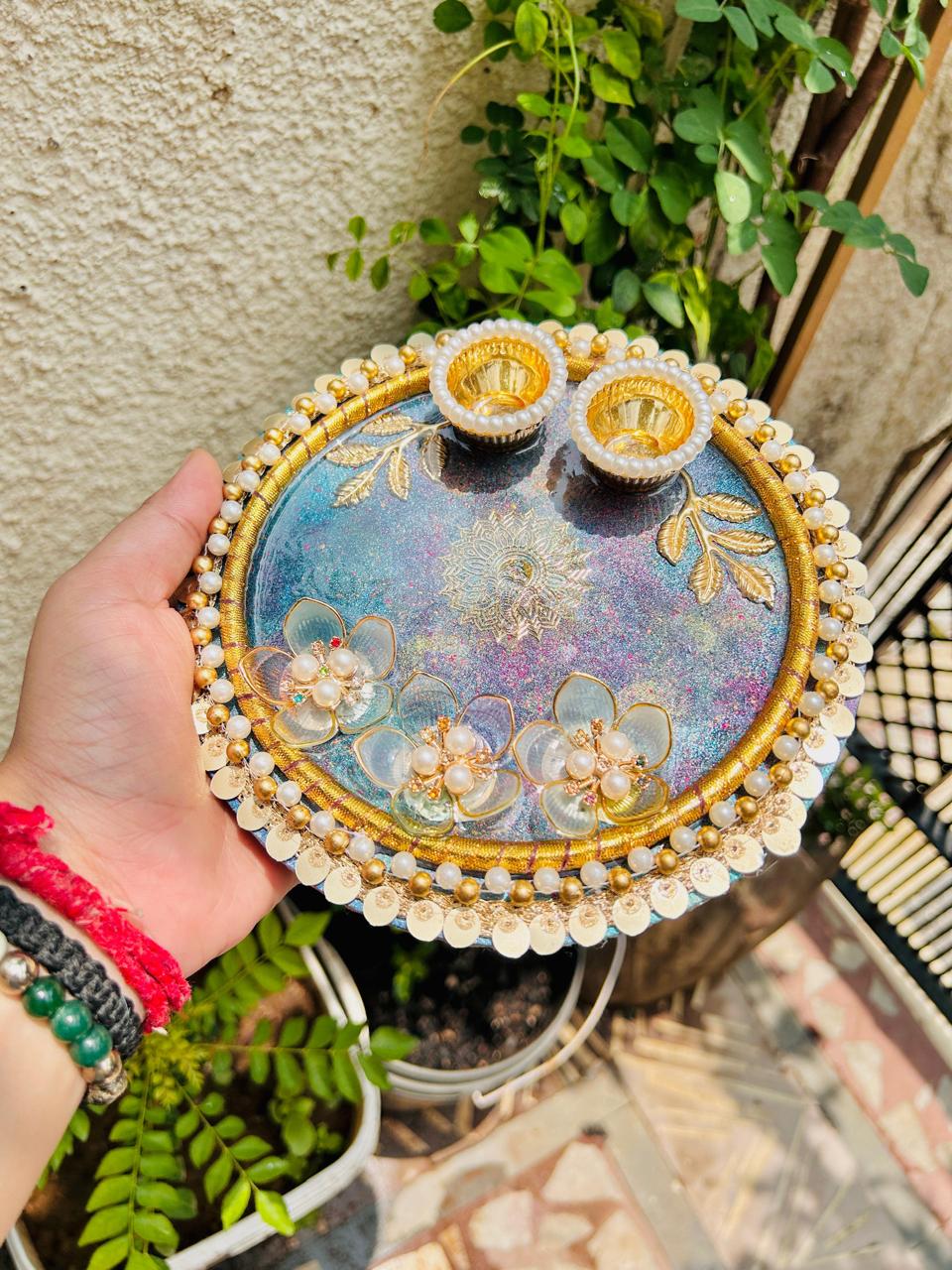 Flamingo Resin Rakhi Platter | Premium Raksha Bandhan Pooja Thali