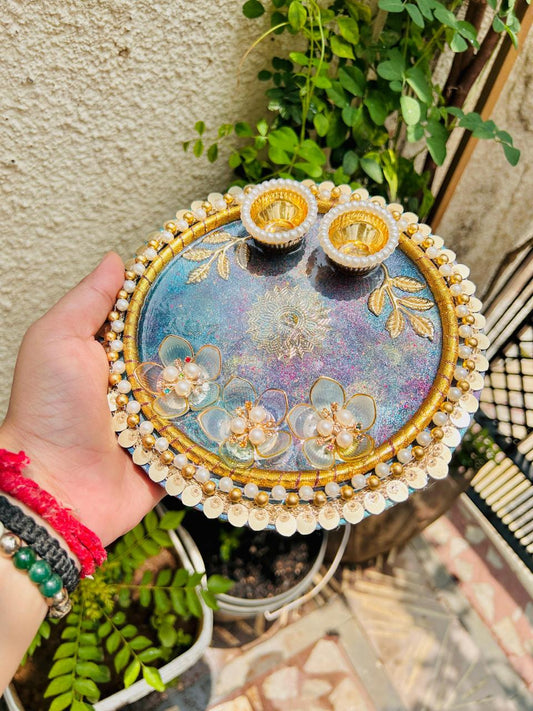 Flamingo Resin Rakhi Platter | Premium Raksha Bandhan Pooja Thali