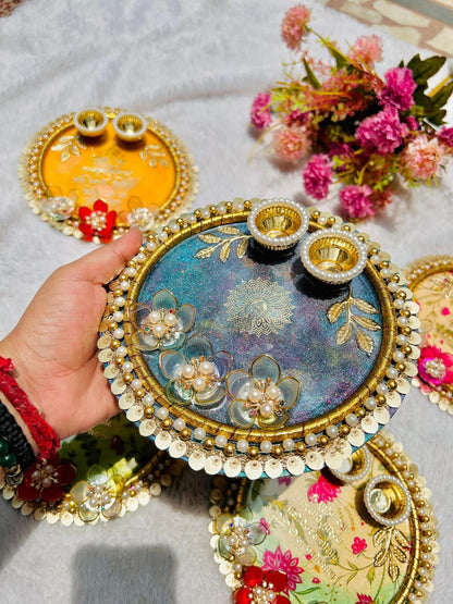 Flamingo Resin Rakhi Platter | Premium Raksha Bandhan Pooja Thali