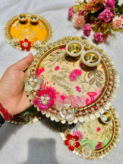 Flamingo Resin Rakhi Platter | Premium Raksha Bandhan Pooja Thali