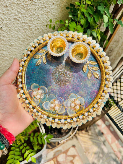 Flamingo Resin Rakhi Platter | Premium Raksha Bandhan Pooja Thali