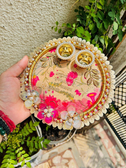 Flamingo Resin Rakhi Platter | Premium Raksha Bandhan Pooja Thali