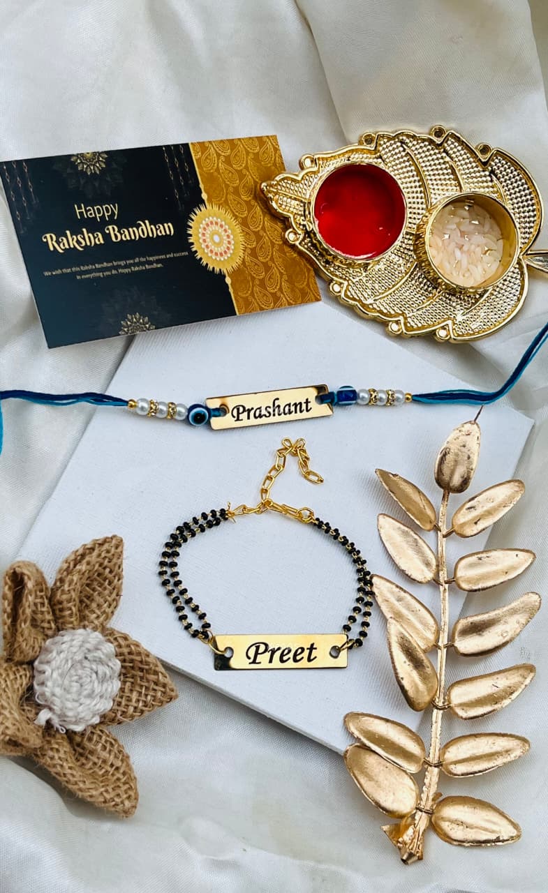 Flamingo Raksha Bandhan Mini Combo – Bhai Bhabhi Rakhi | Personalized Rakhi Gift Set