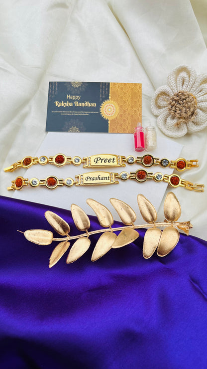 Flamingo Raksha Bandhan Special – Personalized Rudraksh Diamond Rakhi Bracelet