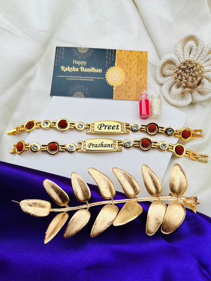 Flamingo Raksha Bandhan Special – Personalized Rudraksh Diamond Rakhi Bracelet