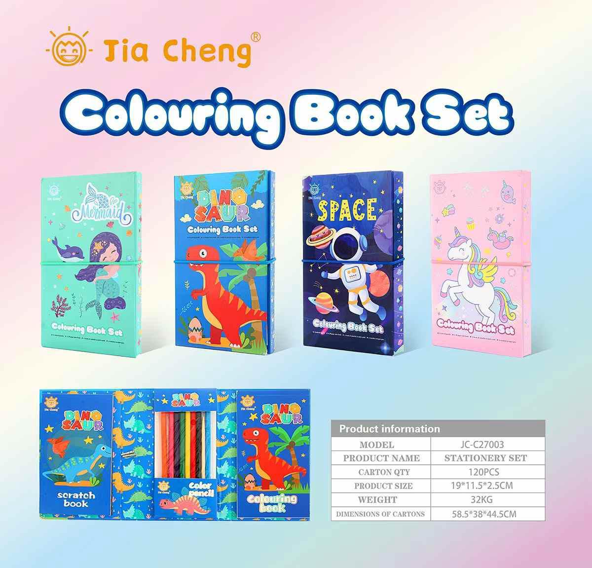 Flamingo Foldable Art Book for Kids with Scratch Pad Colouring Pad and Pencil Colours