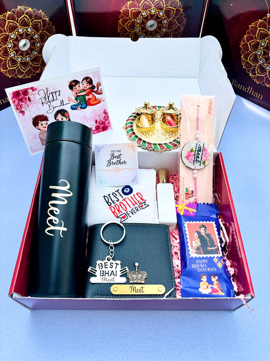 Flamingo Customized Rakhi Gift Hamper for Brother