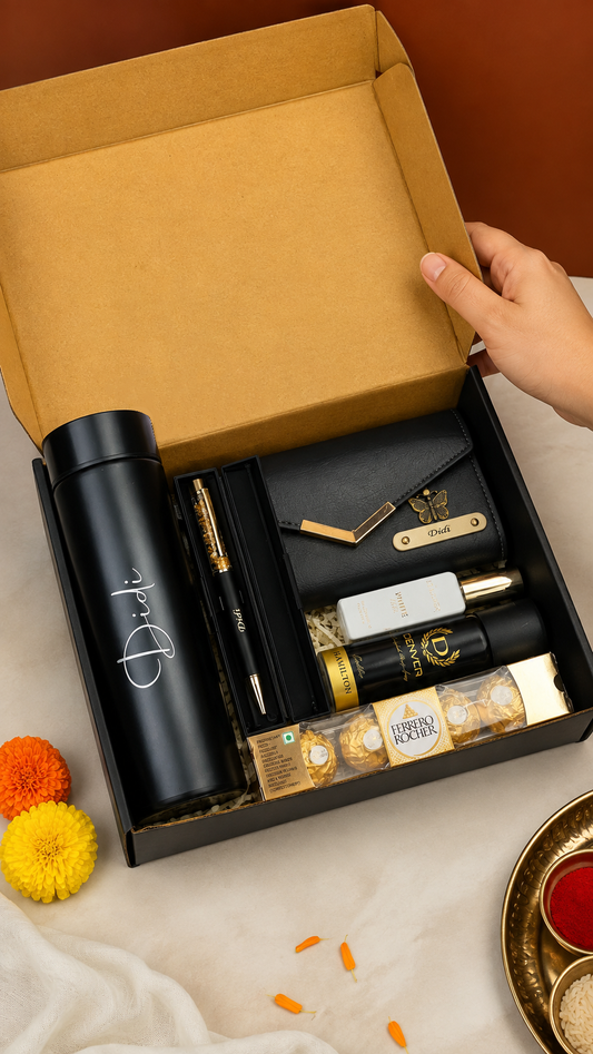 Flamingo Special Gifts Hamper with Temperature Bottle, Ladies 3-Fold Clutch, Ferrero Rocher Chocolate & More!