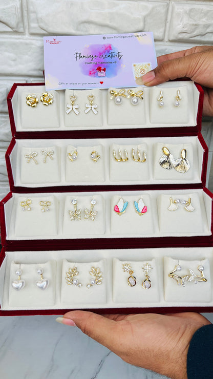 Flamingo 16 Pair Korean Earrings | Perfect Gift Set