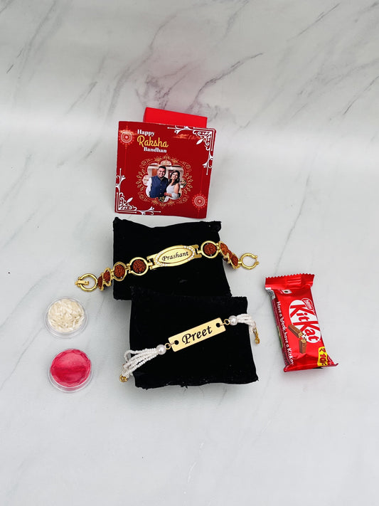 Flamingo Name Rakhi Hamper for Bhai and Bhabhi
