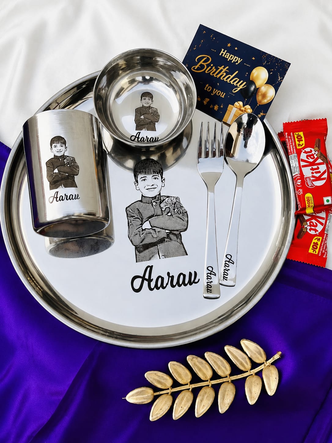 Flamingo Personalized Birthday Thali Gift Hamper | Customized Birthday Gift Box