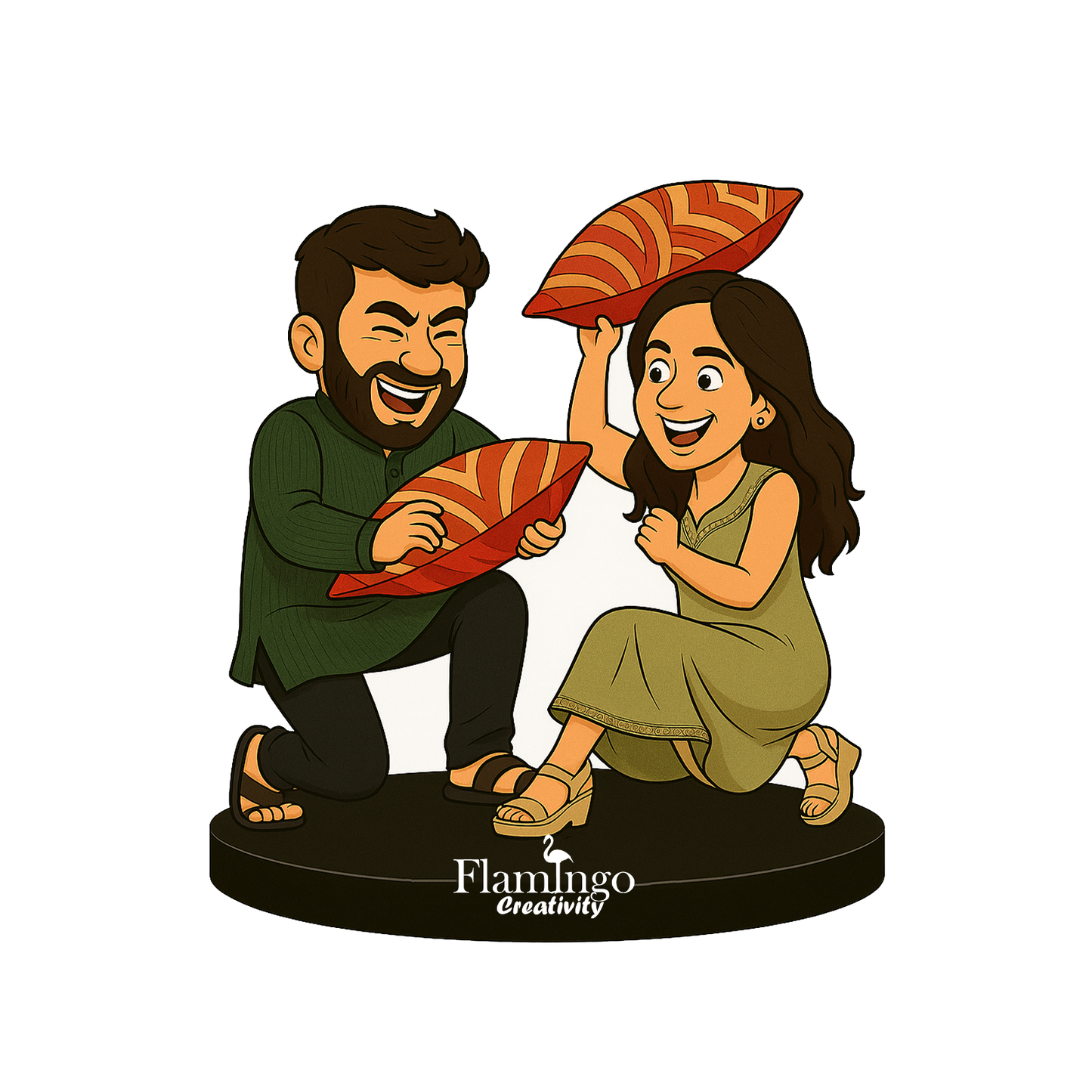 Flamingo Personalized Raksha Bandhan Caricature with Polaroid Photo & Wooden Stand
