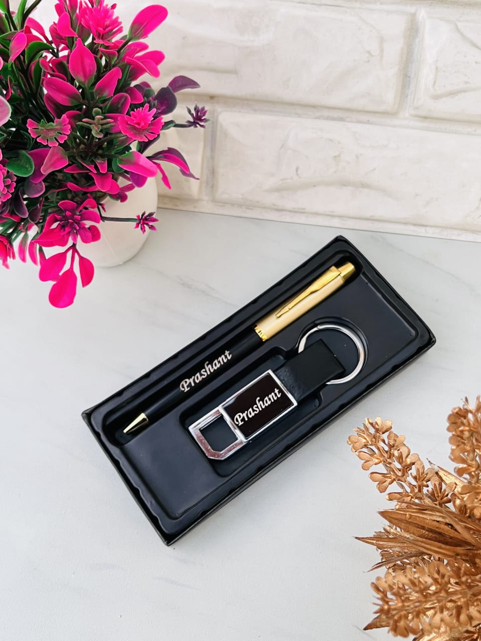 Flamingo Corporate Pen & Keychain Set with Logo Customization