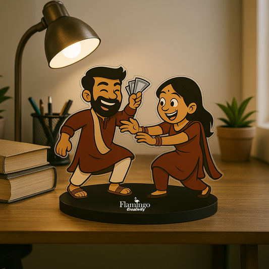 Flamingo Rakhi Brother-Sister Caricature – A Cute Memory to Keep Forever