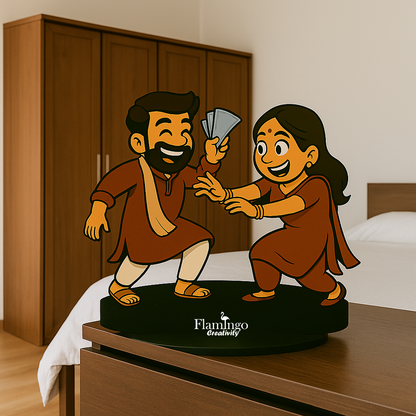 Flamingo Rakhi Brother-Sister Caricature – A Cute Memory to Keep Forever