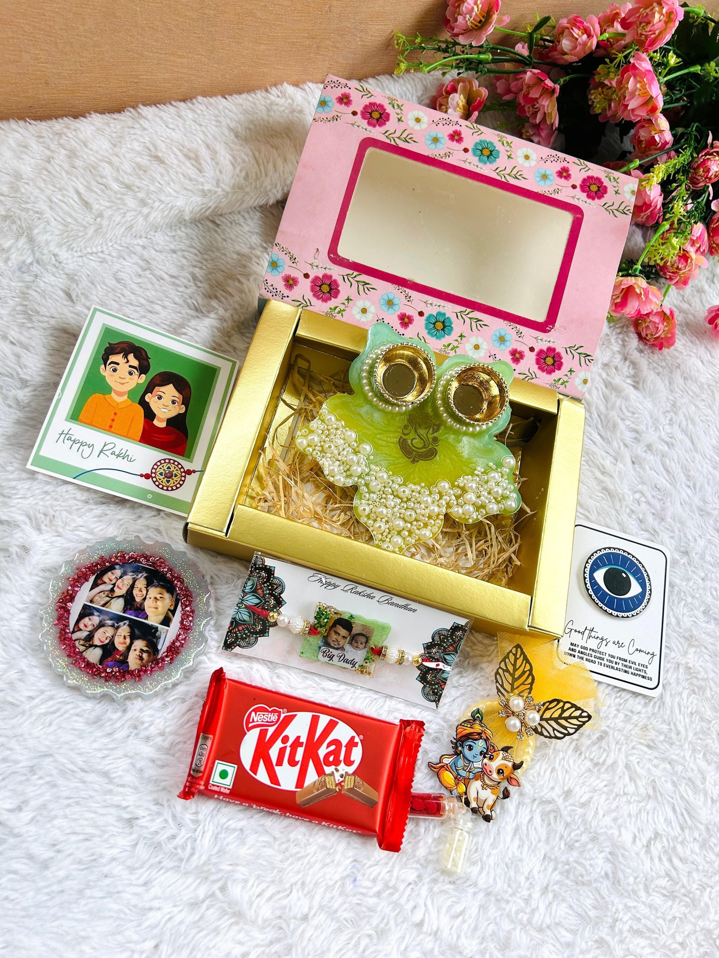 Flamingo Resin Rakhi Gift Hamper