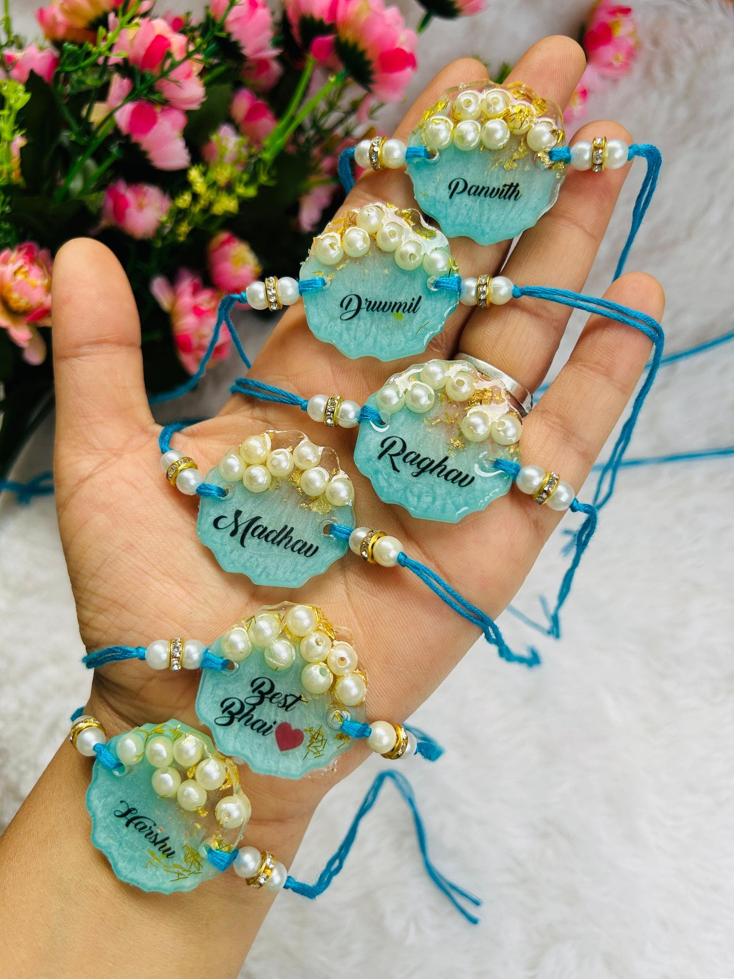Flamingo Personalized Resin Name Rakhi