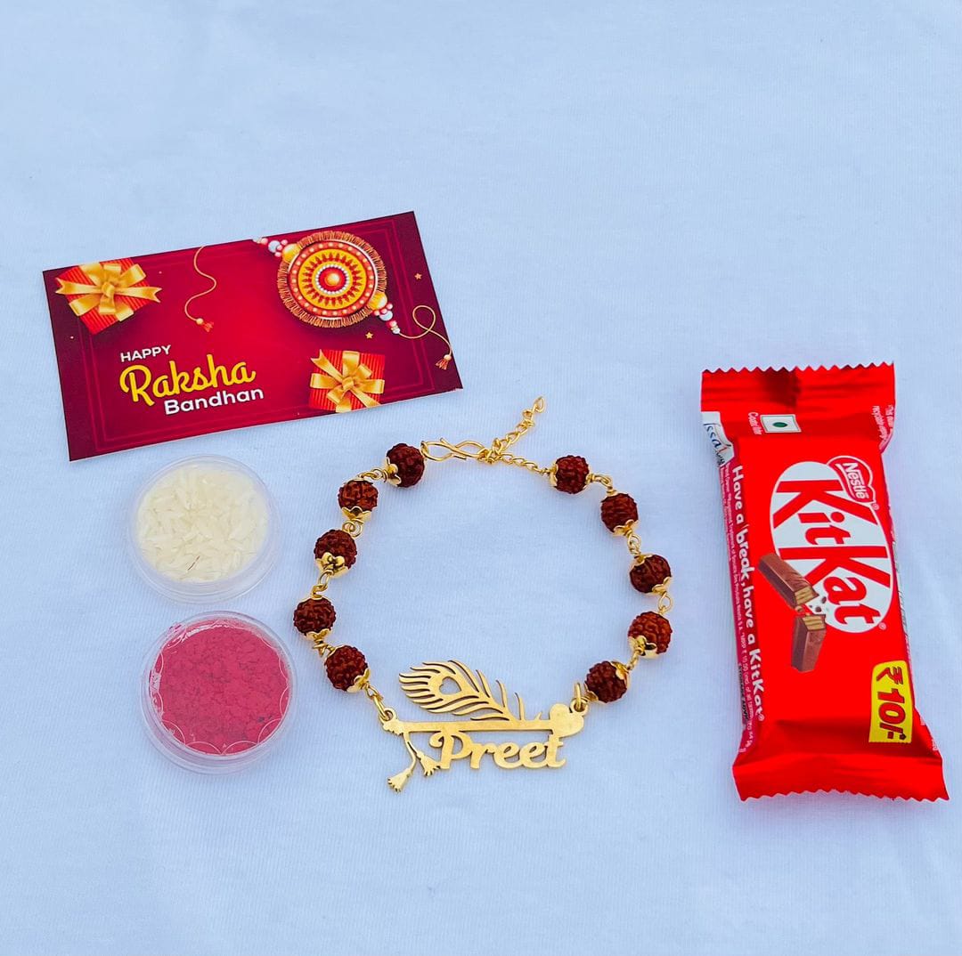 Flamingo Rudraksh Name Rakhi
