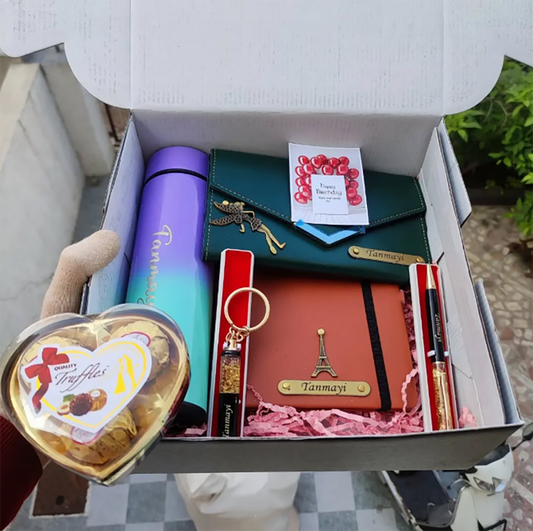 Flamingo Hampers for Women: Multicolor Temperature Bottle, Trifold Wallet Womens, Pen & More!