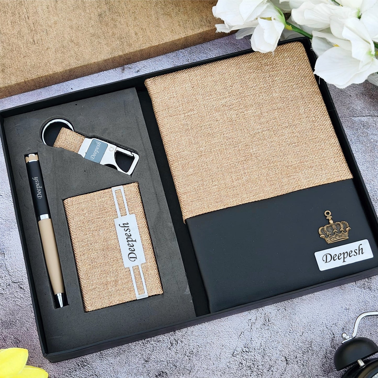 Flamingo Premium Professional Jute Diary Combo