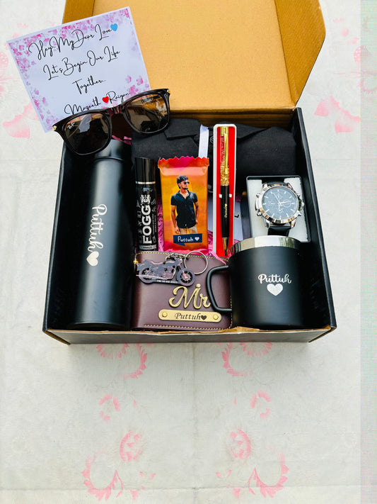 Flamingo Gift Hamper for Men with Shirt, Bottle, Perfume and More