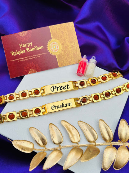 Flamingo Raksha Bandhan Special – Rudraksh Rakhi Bracelet with Custom Name