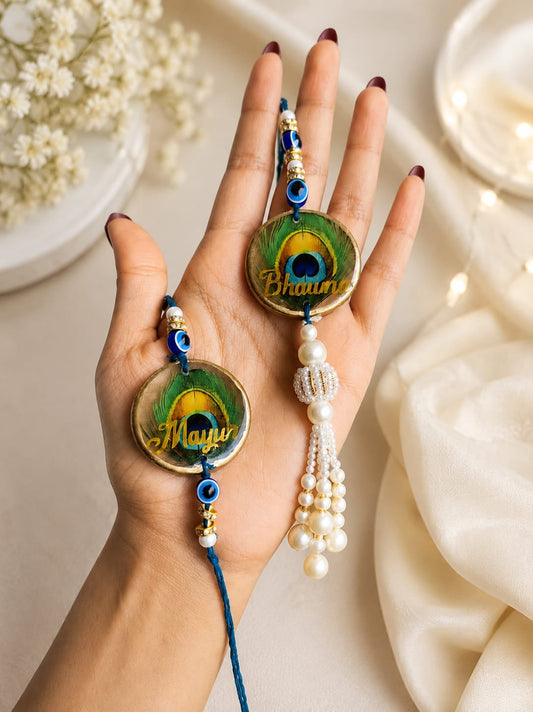 Flamingo Personalized Couple Rakhi | Premium Name Rakhi for Couples