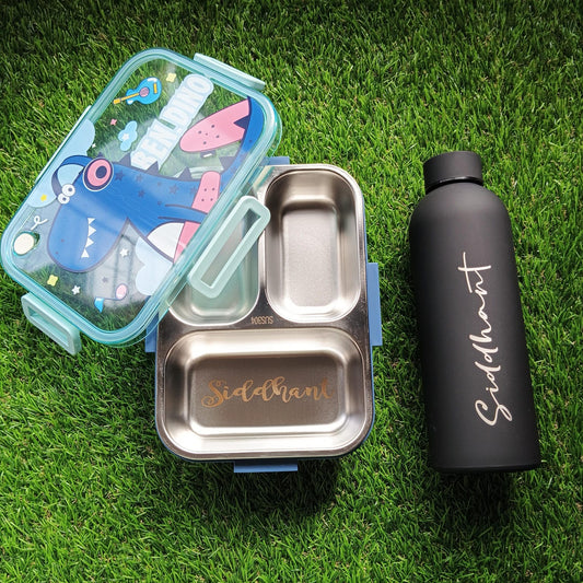 Tiffin Box + Classic Bottle Combo for Kids