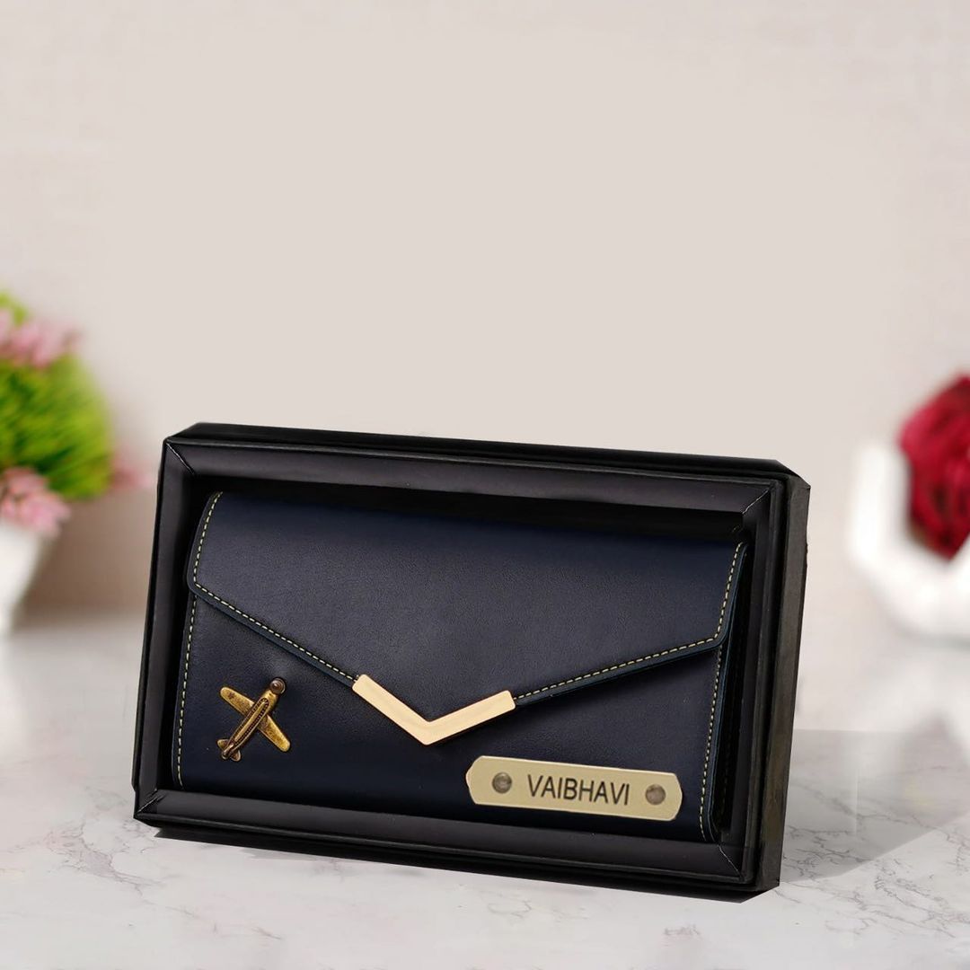 Flamingo Personalized 3-Fold Premium Leather Purse with Name & Charm